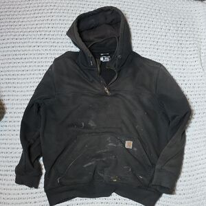 Carhartt Black Hooded Work Pullover with Quarter-Zip